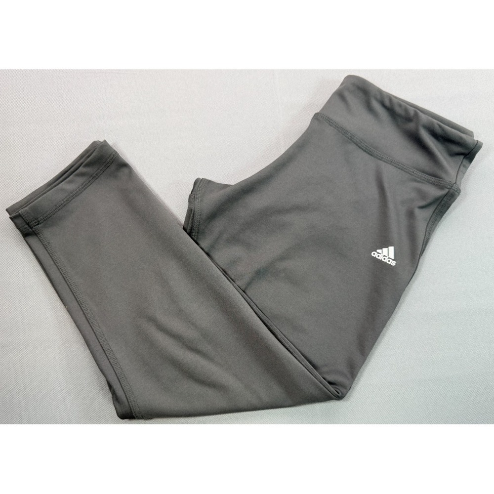 Adidas Womens Small Climalite Crop Leggings Gray Olive Capri Athletic Pants